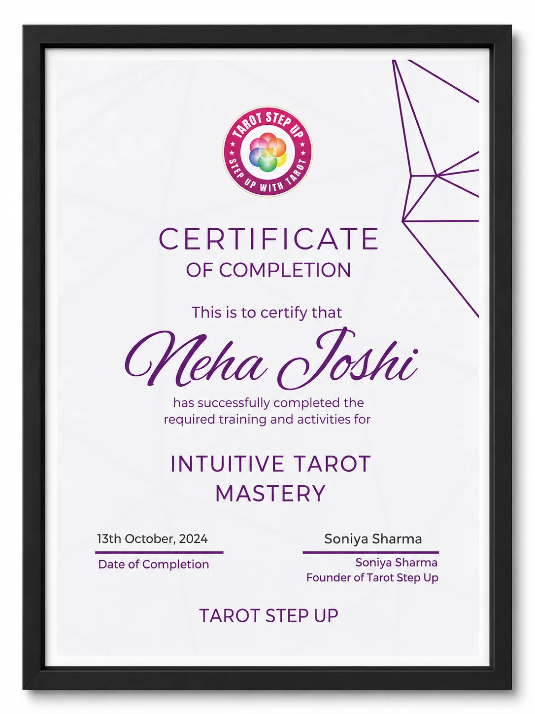 Certificate — Neha Joshi