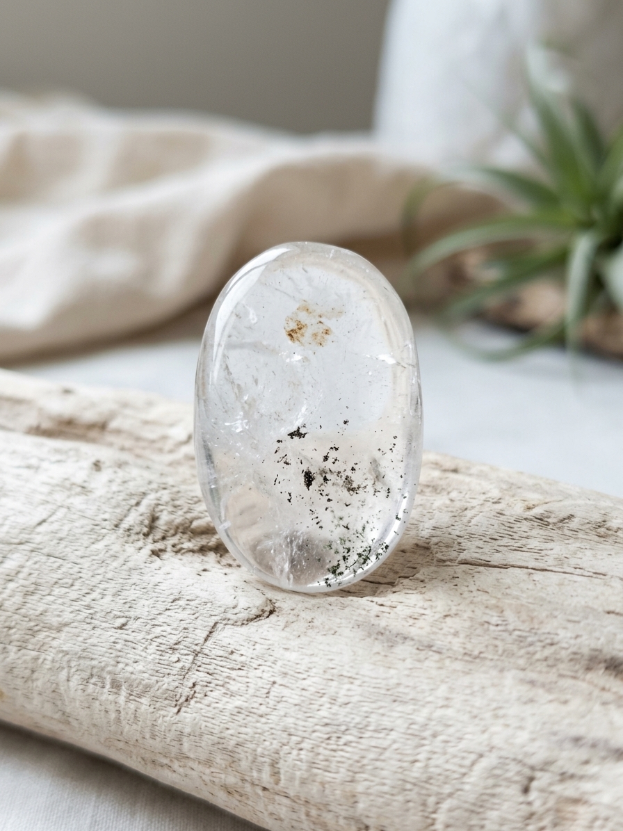 Clear Quartz Crystal Palm Stone